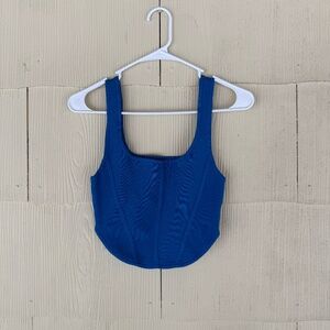 House of Harlow 1960 Knit Corset Tank Top in Electric Blue